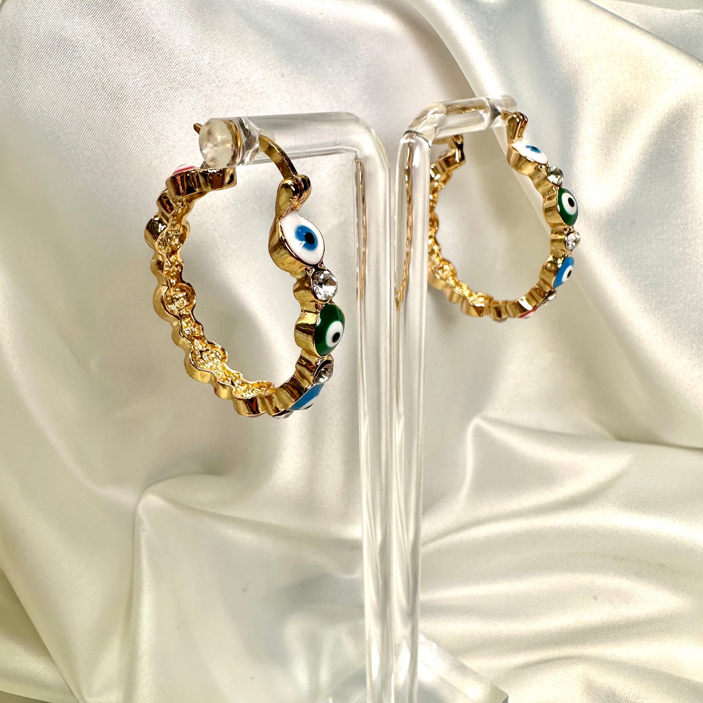 18k Evil Eye Protection hoops