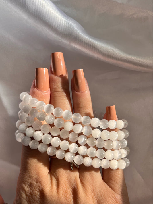 6mm Selenite (Satin Spar) bracelet